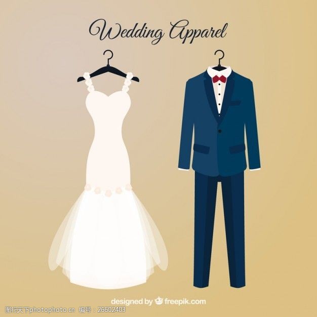 婚纱和西服新娘礼服和婚纱西装衣架