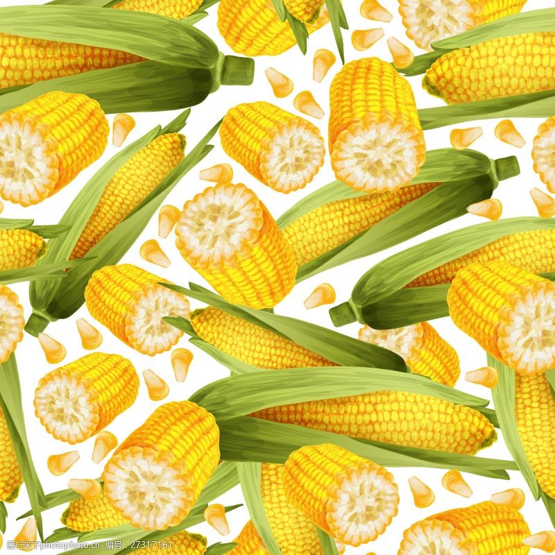 金黄玉米掰开的玉米无缝背景矢量素材