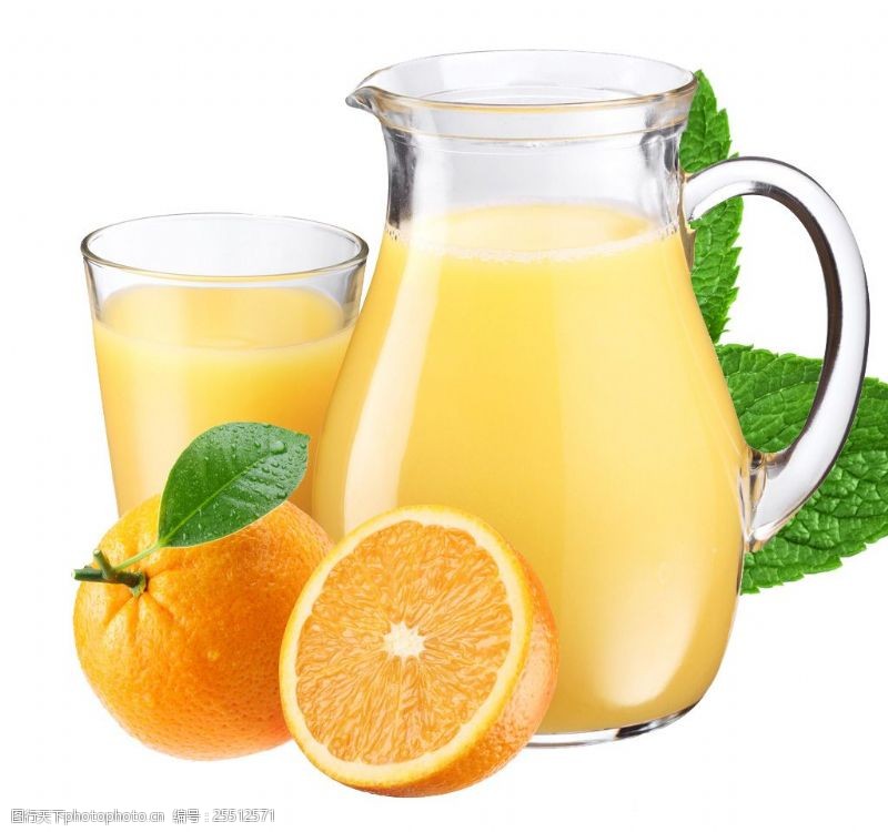 橙色叶子果汁元素