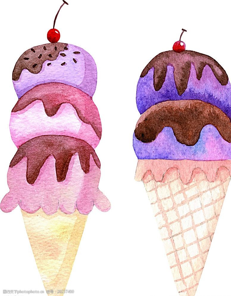 手绘蛋糕冰淇淋图片