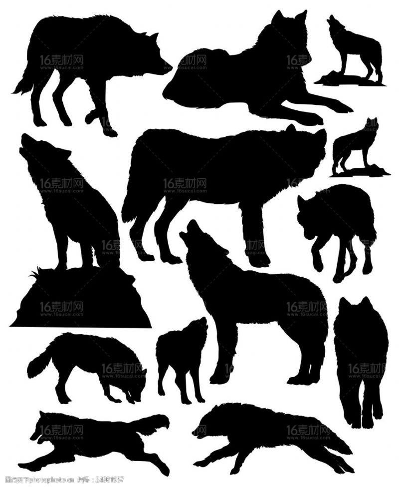 白鹿素材动物剪影插画设计矢量素材