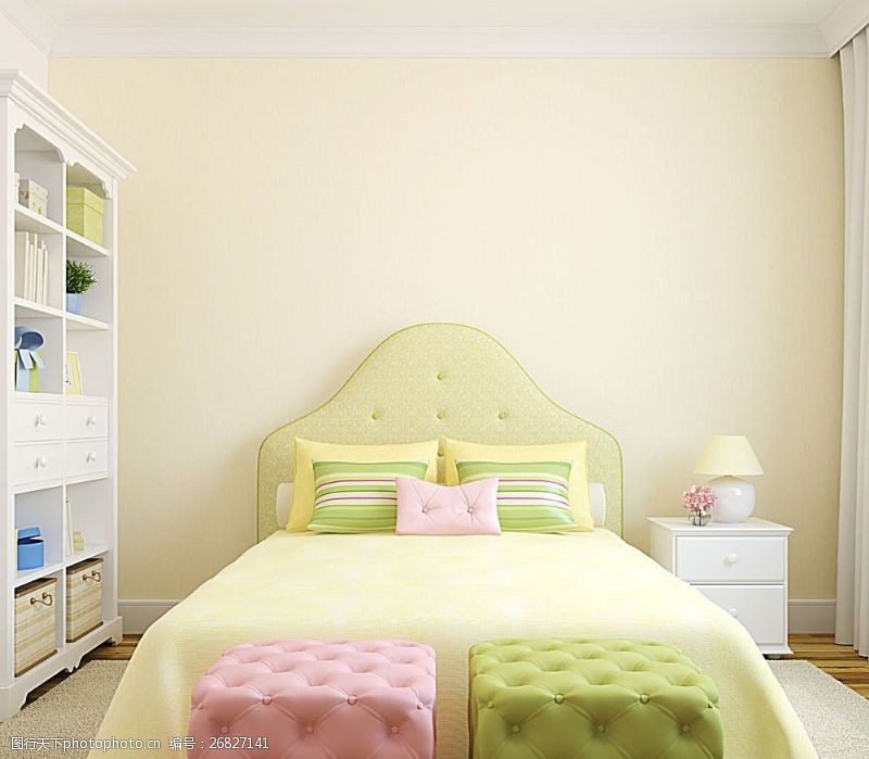 卧室装潢绿色清新卧室效果图