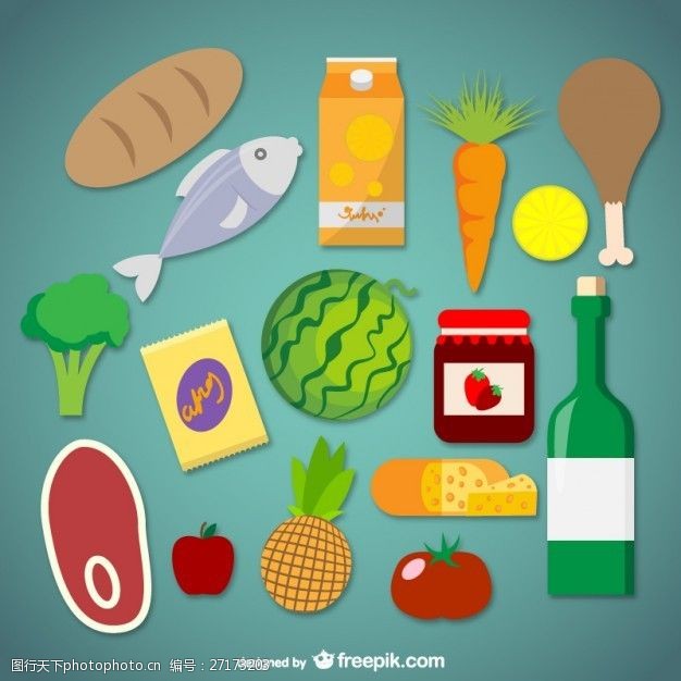 蓝色蔬菜健康食品与蔬菜和肉类
