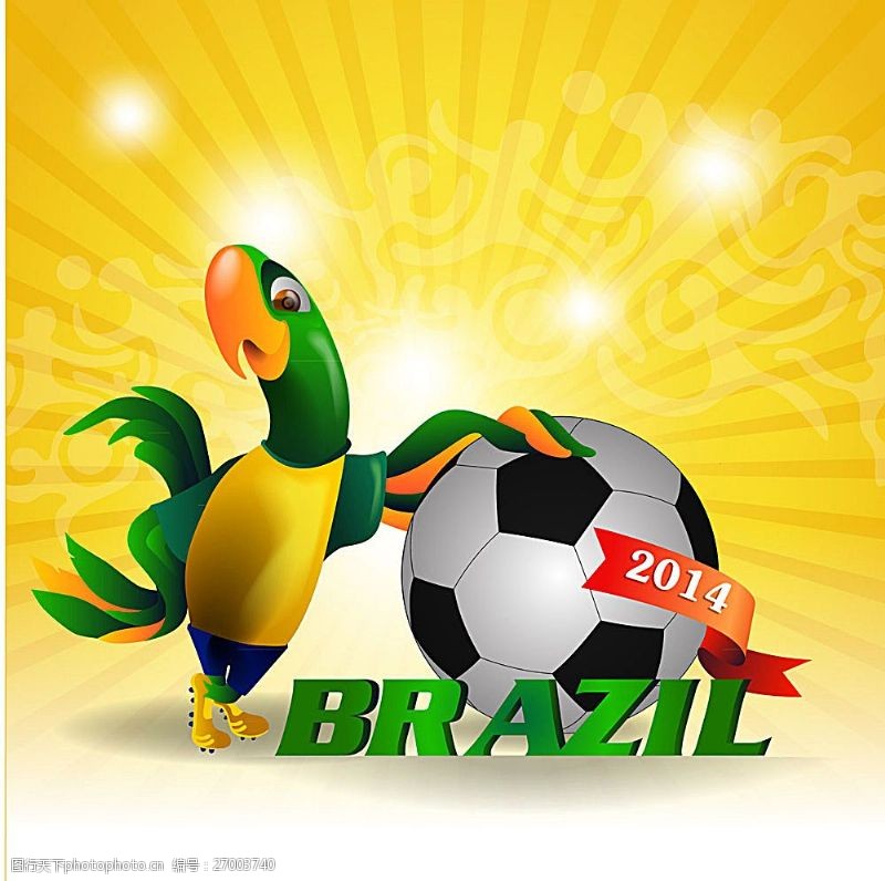 世界杯绿色鹦鹉与足球