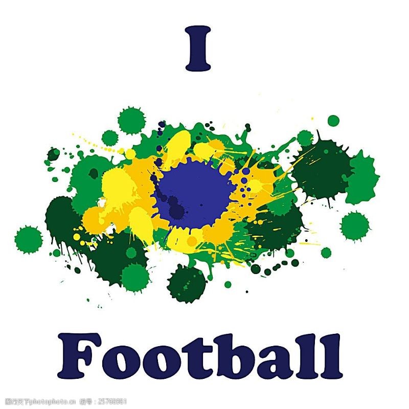 体育赛事水墨喷溅巴西国旗