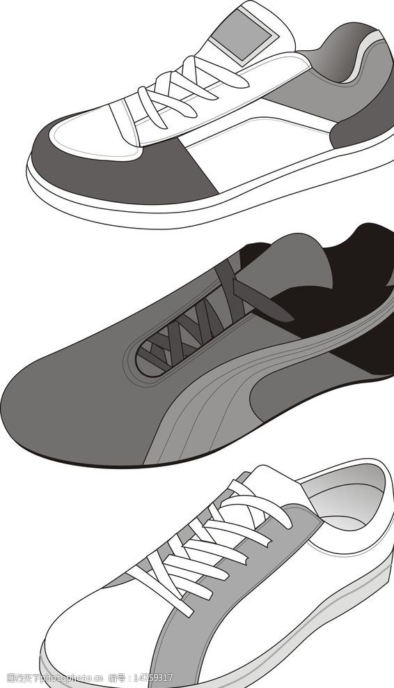 休闲运动鞋板鞋矢量设计稿图片