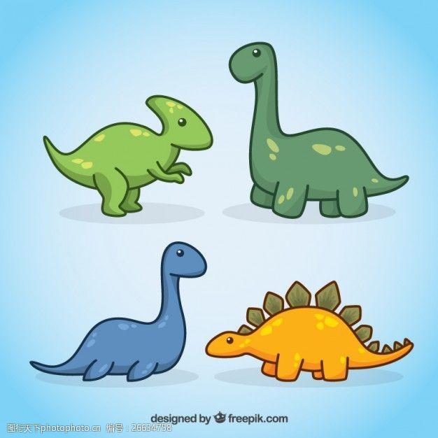 可爱的手绘恐龙