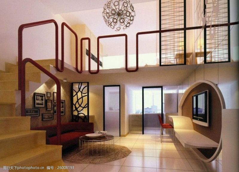 家具模型玄关楼梯休闲区