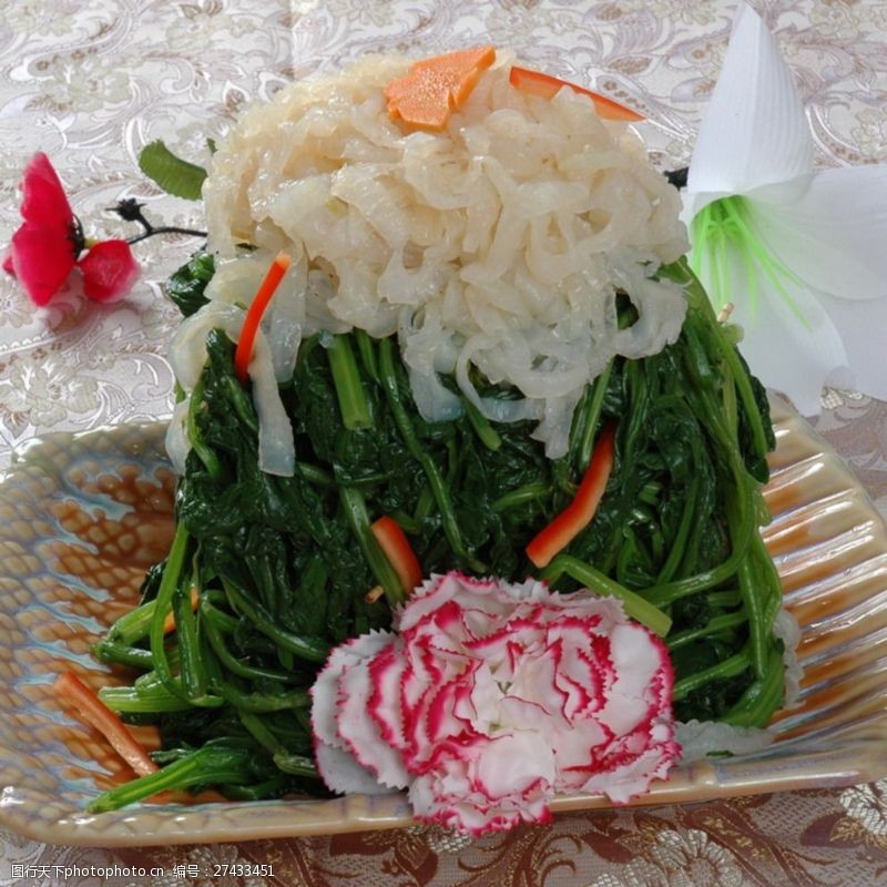 陈醋菠菜海蜇海蜇拌图片