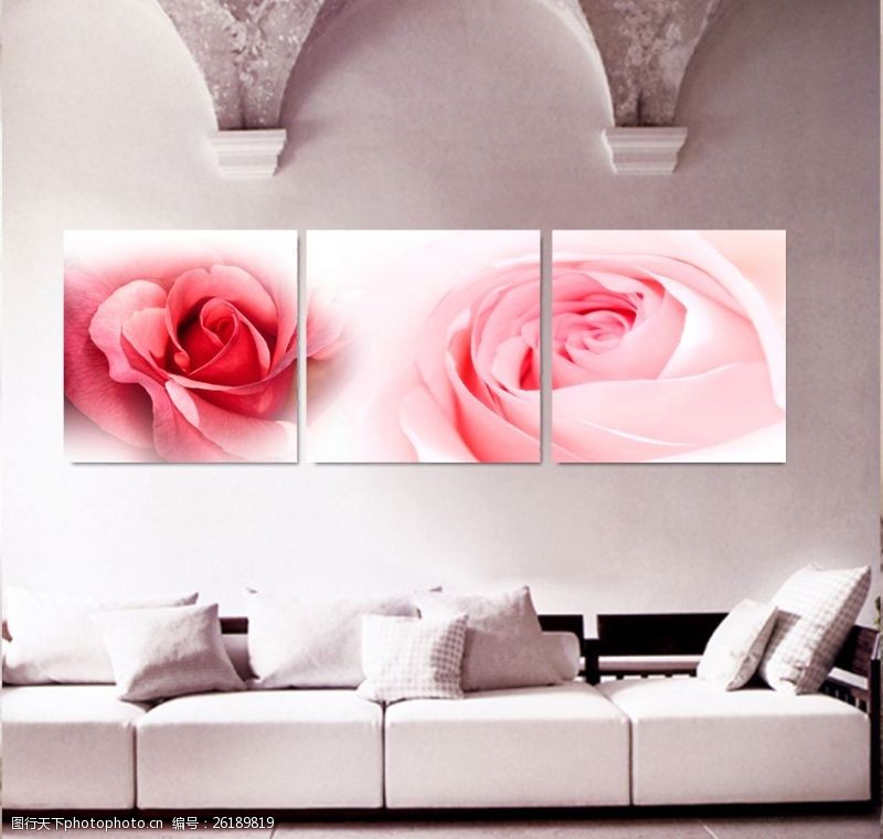 客厅装饰画无框画玫瑰花浪漫客厅装饰画