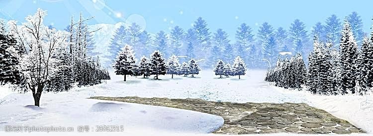 淘宝描述模板唯美冬季雪景海报