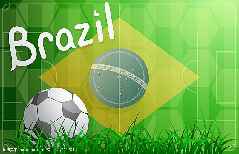 世界杯巴西国旗与足球