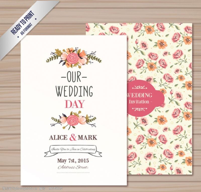 婚礼卡片婚礼花卉邀请卡图片