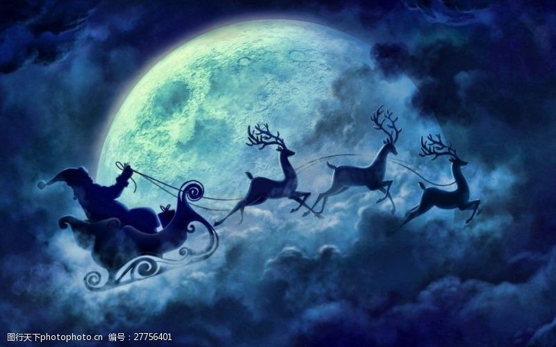 月亮背景免费下载月亮和圣诞老人背景图片素材