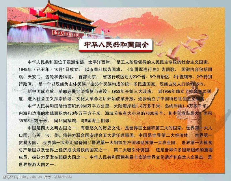 学校展板免费下载中华人民共和国简介