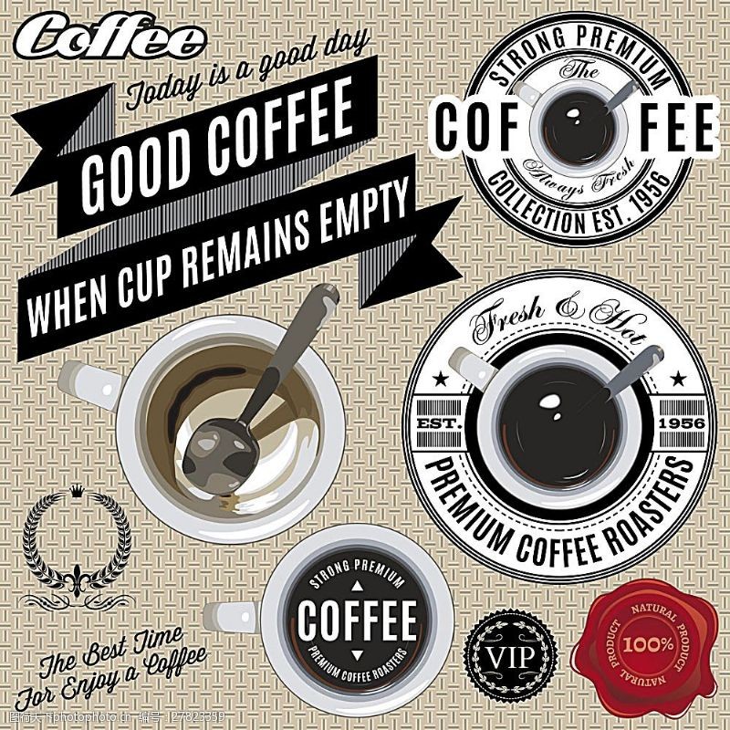 咖啡杯模板下载餐饮立体标签设计