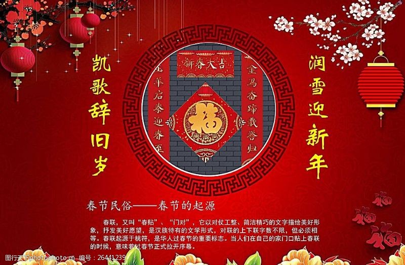 新年喜庆宣传栏春节展板图片