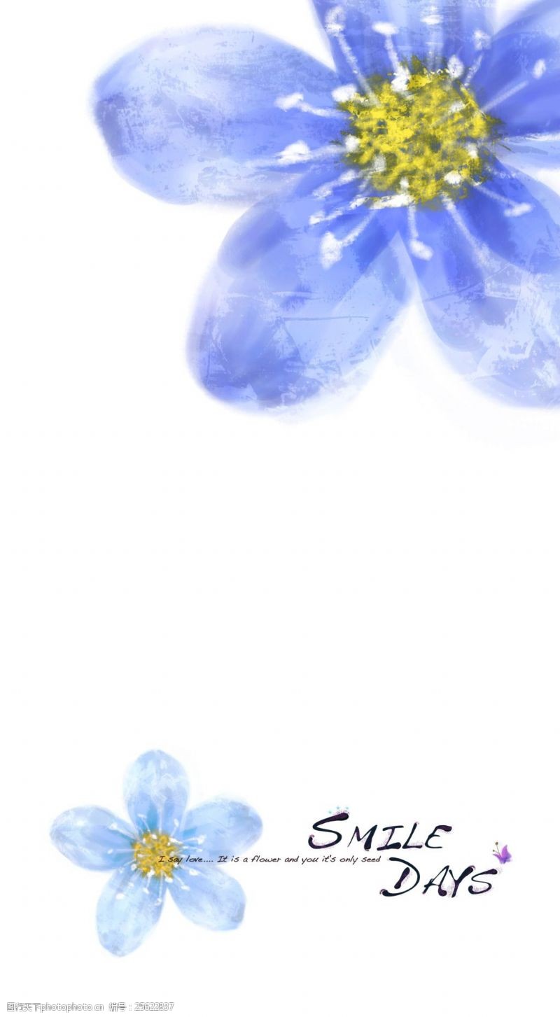 tua蓝色花朵特写水彩图案PSD分层素材