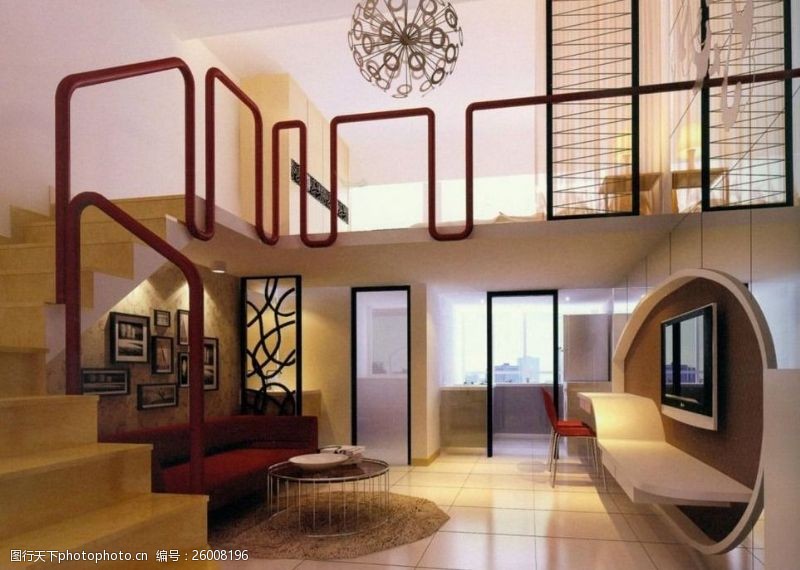 家具模型玄关楼梯休闲区模型