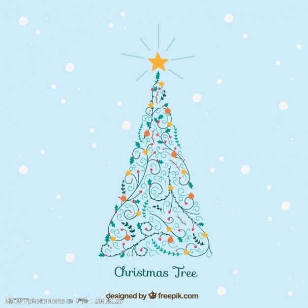 每年节日快乐装饰圣诞树