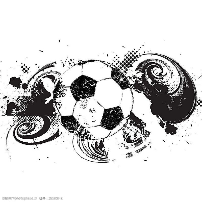 怀旧足球矢量素材黑白怀旧足球主题图案