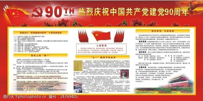 中国共产党建党90周年宣传栏模板