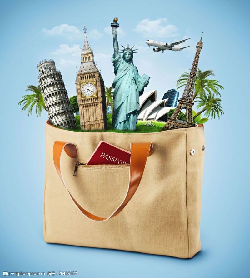 伦敦旅游景点手提袋与世界著名建筑
