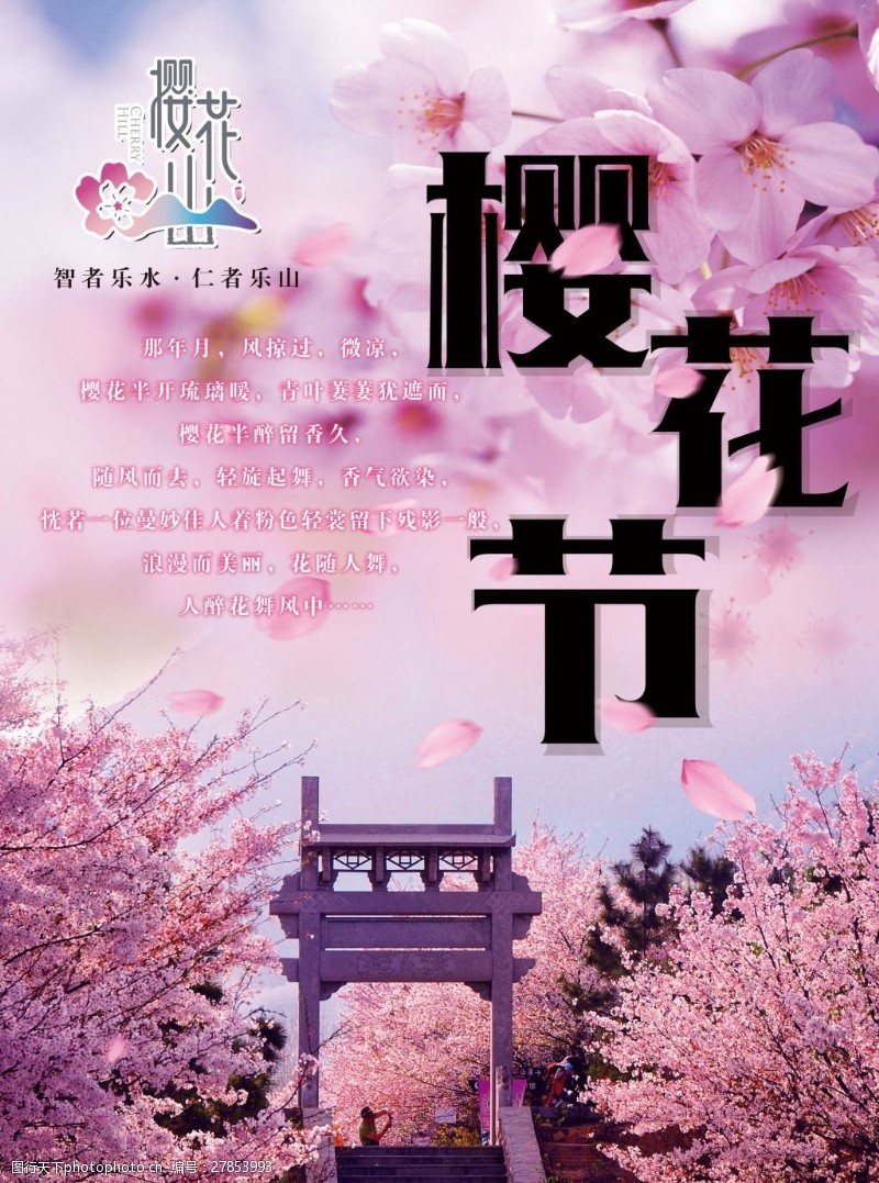 樱花旅游一流赏樱基地樱花节宣传海报设计psd素材