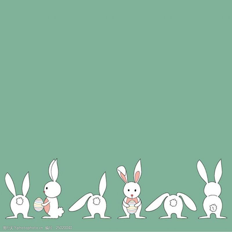 卡通兔子抱彩蛋兔子