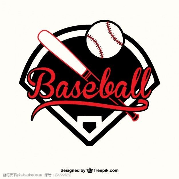黑色的剪影红色和黑色的棒球标志