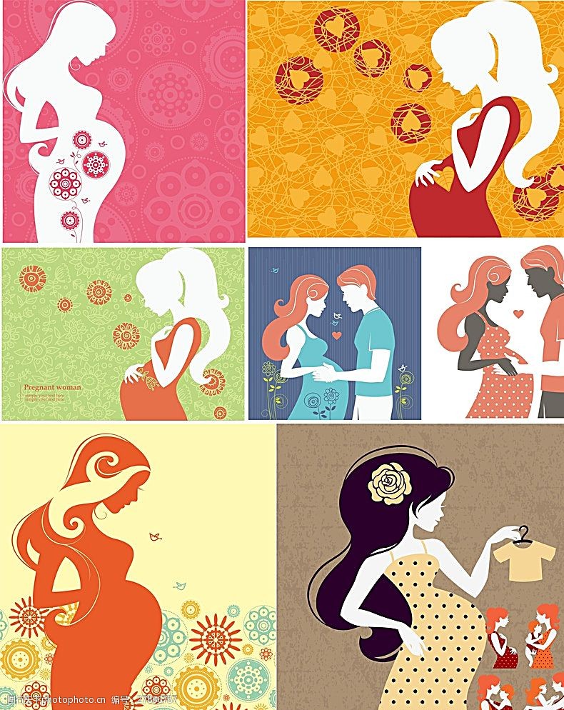 健康生活孕妇人物剪影设计图片
