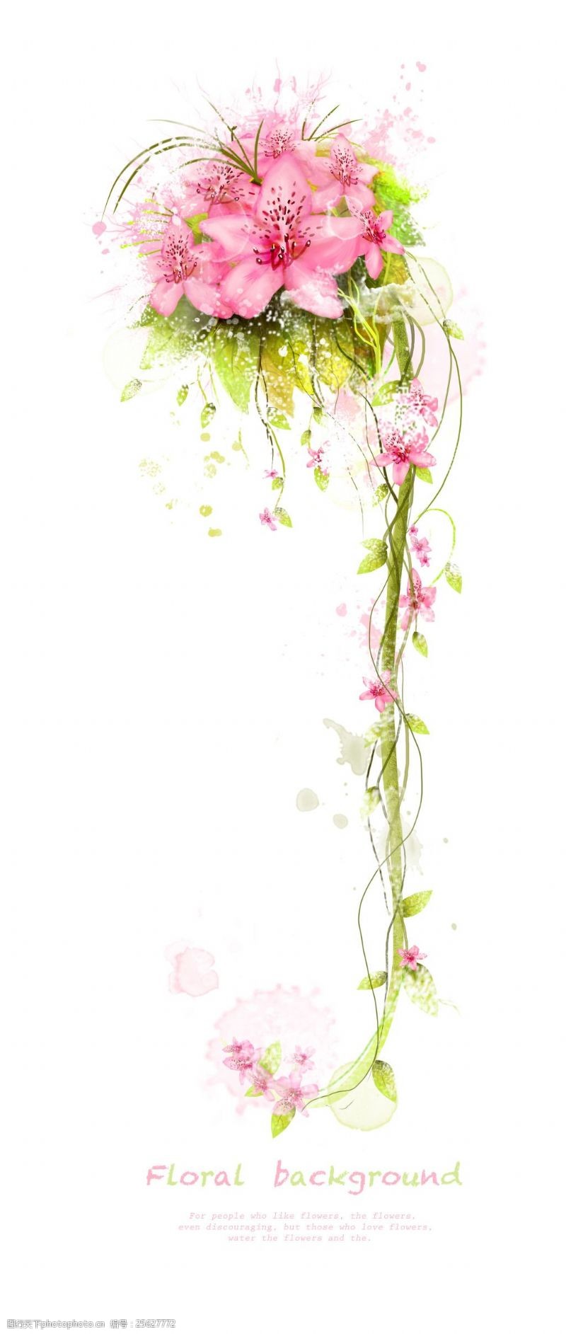 tua粉红色的花与花藤装饰PSD分层素材