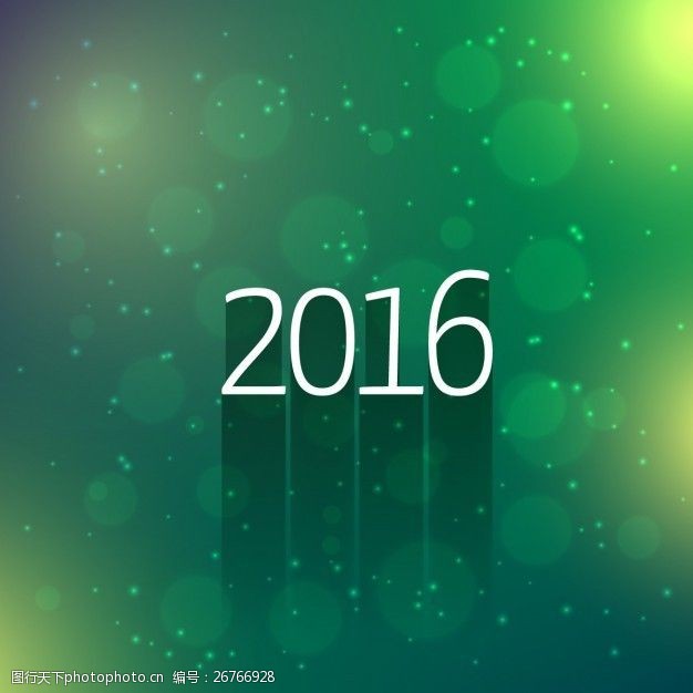 绿色的背景虚化2016新年贺卡