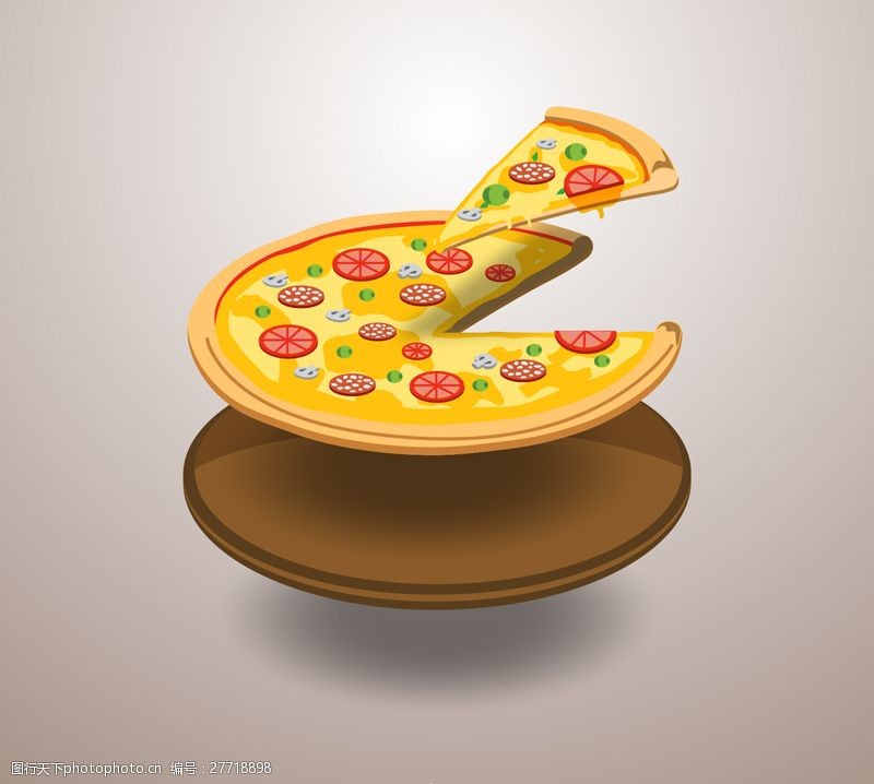 美食预览图切开的美味披萨矢量素材