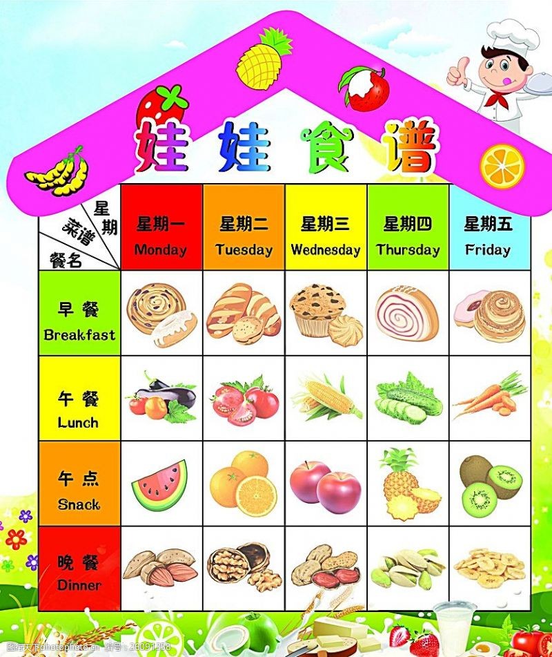 幼儿园菜谱食谱图片