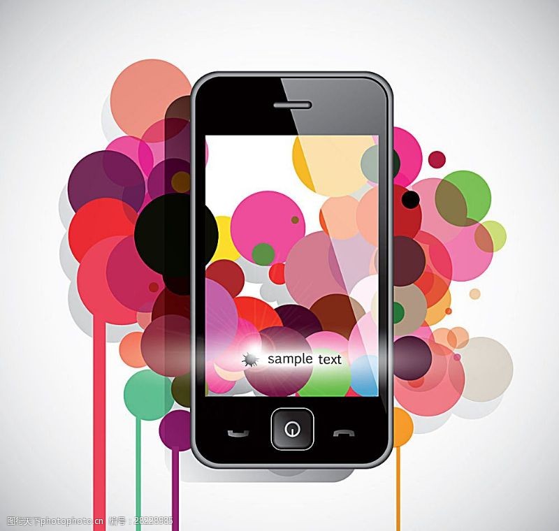 数码产品手机和彩色圆形