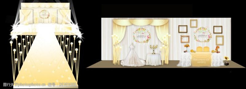 婚礼金色舞台效果图设计