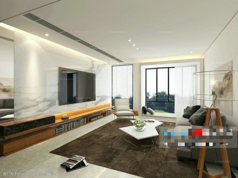 3d室内模型客厅布置效果3D模型