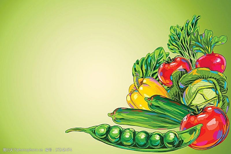 豌豆背景蔬菜插画背景