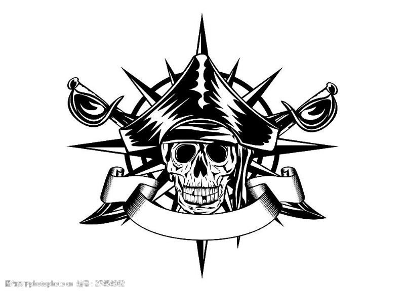 海盗骷髅头骨海盗骷髅徽标