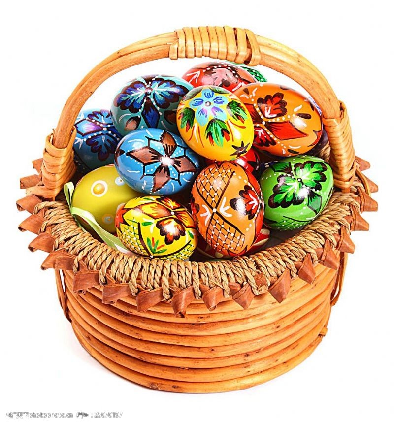 竹鸡蛋装满复活节彩蛋的篮子