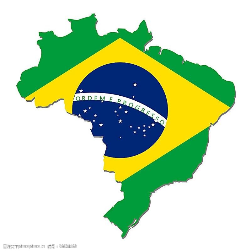 体育赛事巴西地图与巴西国旗