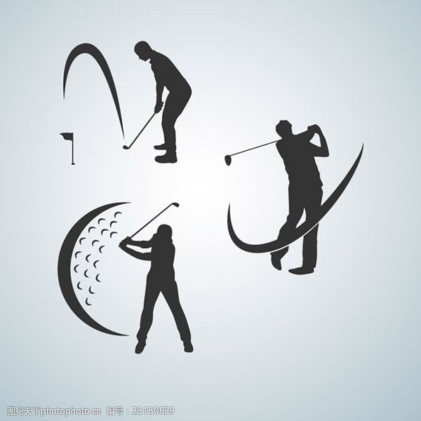高尔夫挥杆高尔夫球手剪影矢量素材下载