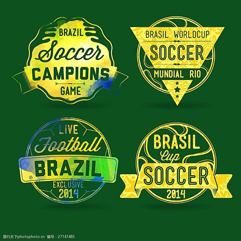 怀旧足球矢量素材梦幻巴西世界杯图标