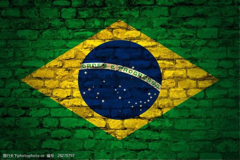 巴西世界杯墙上的巴西国旗图案
