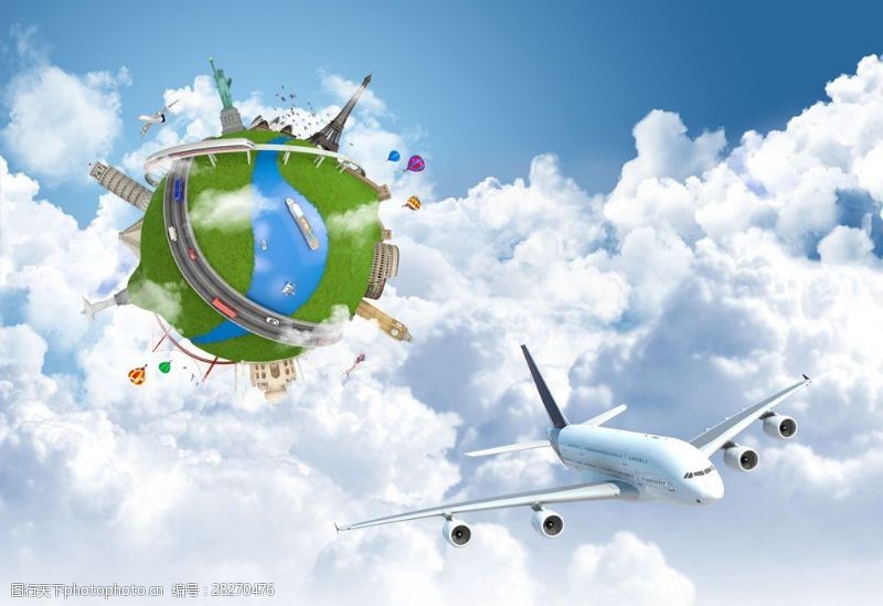 圆形斗兽场世界旅游景点与飞机