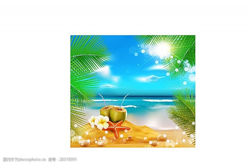 夏日海滩风景插画