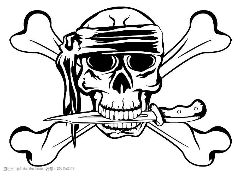 海盗骷髅头骨海盗骷髅与匕首