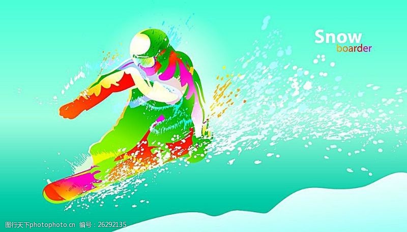 卡通运动员滑雪的运动员插画