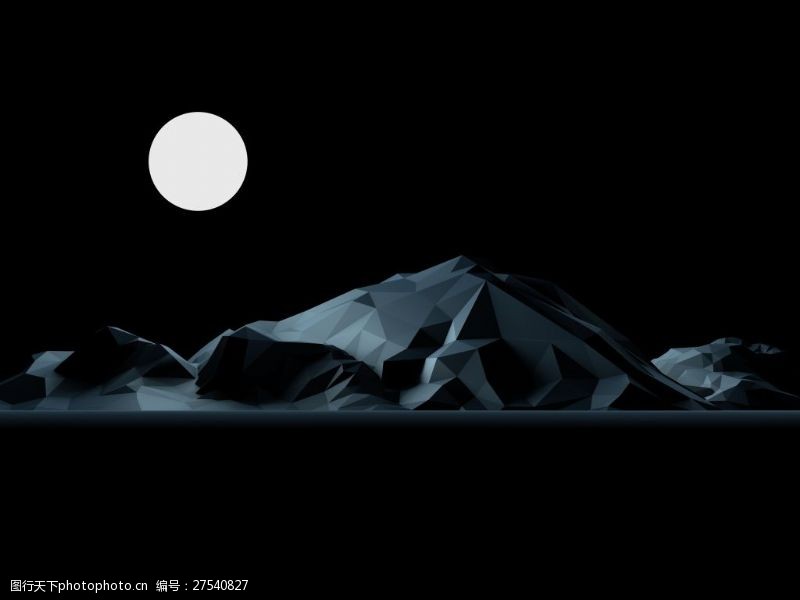 山脉图片下载月亮自然景色几何山峰